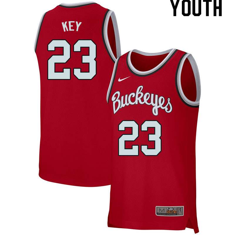 Youth #23 Zed Key Ohio State Buckeyes College Basketball Jerseys Sale-Retro Scarlet